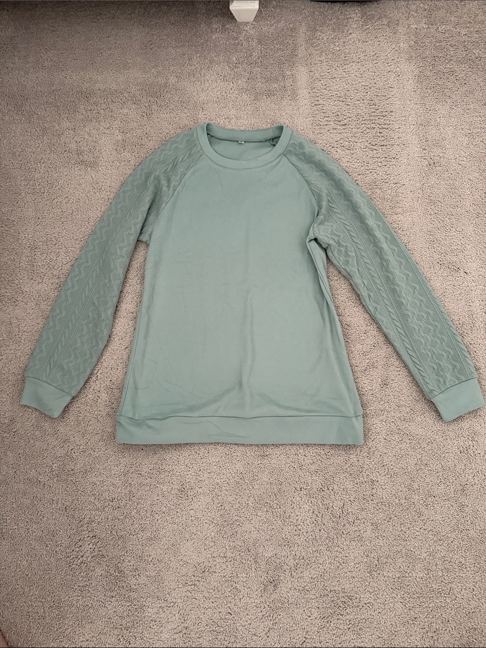 Source Unknown Sage Green Cable-Sleeve Sweatshirt